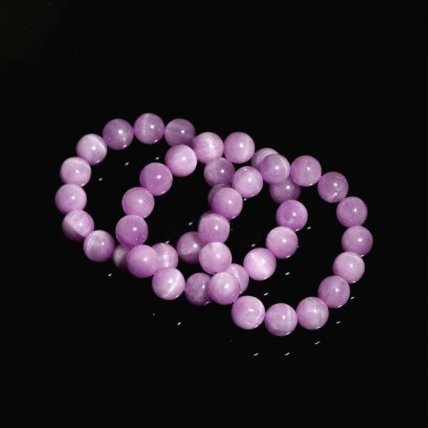 4 - 14 mm round shape 3A genuine natural kunzite beaded bracelet - Image 5