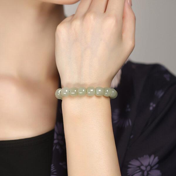 drum shape best quality natural Nephrite jade beaded bracelet - Image 8
