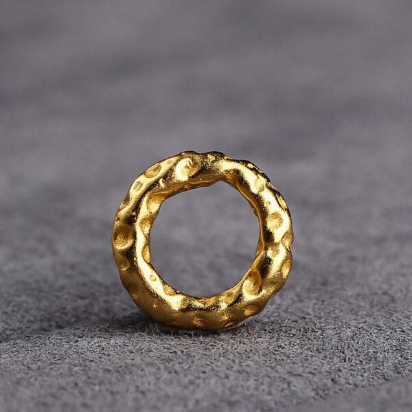 Small pits pattern donut shape gild s925 sterling silver bead, golden ring bead - Image 6