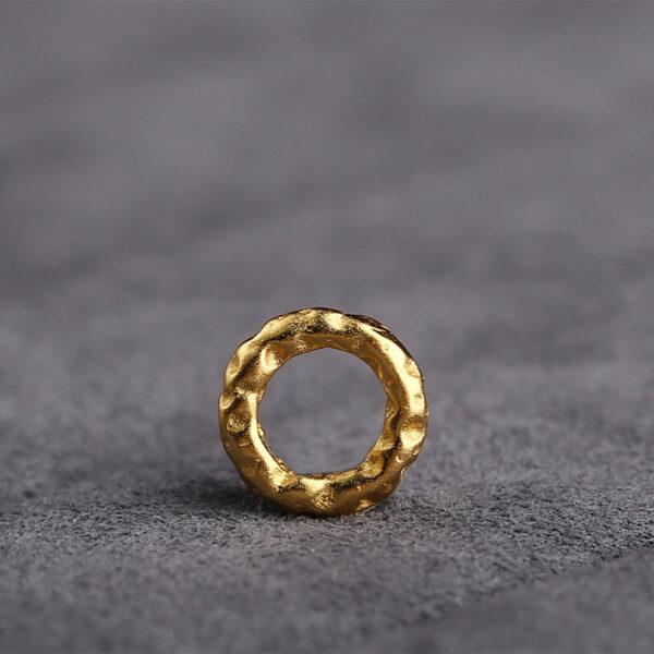 Small pits pattern donut shape gild s925 sterling silver bead, golden ring bead - Image 7