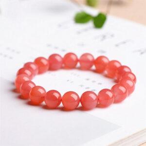 10mm - 14mm round shape genuine natural orange red agate beaded bracelet