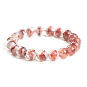 7 - 9mm round shape genuine natural red phantom quartz beaded bracelet