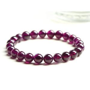 6 - 12mm round shape 5A genuine natural purple garnet beaded bracelet