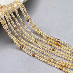 2mm small size whole strand round shape genuine natural yellow rutilated quartz bead