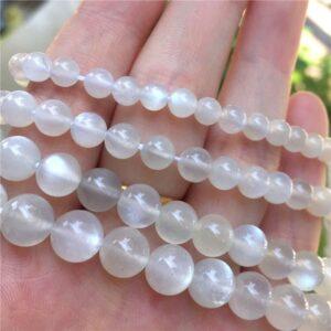 6 - 9 mm whole strand round shape genuine natural white moonstone bead