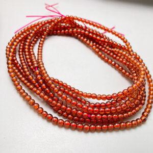 small size orange red genuine natural garnet bead, 3 - 4 mm whole strand round bead