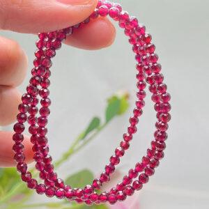 small size wine red genuine natural garnet bead, 3.5 - 4 mm whole strand facet round bead
