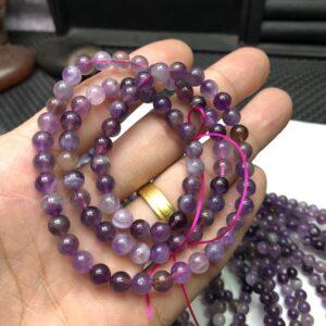 mixed purple genuine natural amethyst bead, 6 mm whole strand round bead