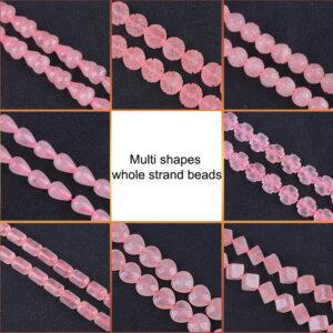genuine natural rose quartz bead, whole strand multi shapes bead