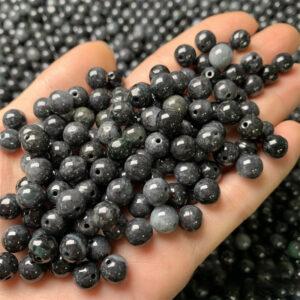 genuine natural motley black jadeite bead, 8mm round shape jadeite bead