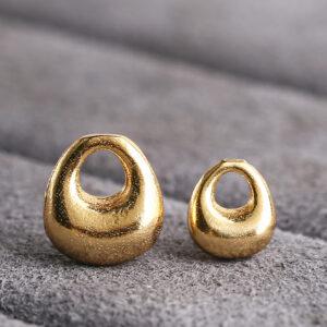droplet shape gild s925 sterling silver charm, simple golden teardrop bead
