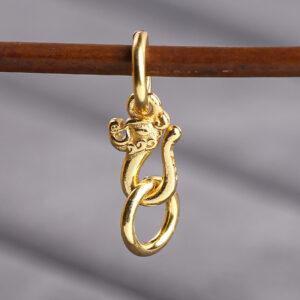dragon shape gild s925 sterling silver clasp, double rings golden clip bead