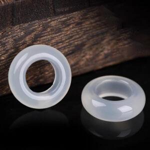 ring shape genuine natural agate bead, hazy white agate jump ring bead