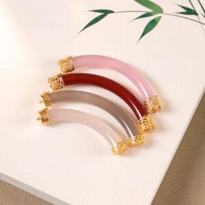 curved bar shape genuine natural agate bracelet accessories, multi colors agate curved bar