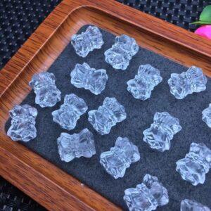 Twin Lotus shape genuine natural clear quartz bead, clear quartz flower bead