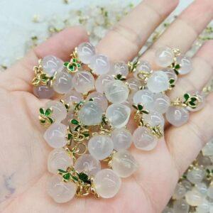 peach bead, peach pendant, agate bead, white bead, small pendant