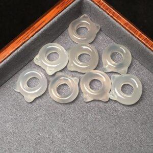 cat head bead, cute cat bead, ring bead, agate bead, white bead, jump ring