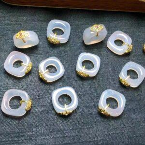 square bead, copper flower bead, ring bead, agate bead, white bead, jump ring