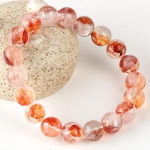 7A genuine natural hematoid quartz bracelet, 6 - 12mm round shape beaded bracelet