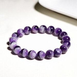 8mm - 12mm round shape genuine natural Chevron Amethyst beaded bracelet
