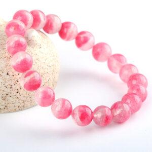 Best quality genuine natural rhodonite bracelet, 7 - 12mm round shape beaded bracelet