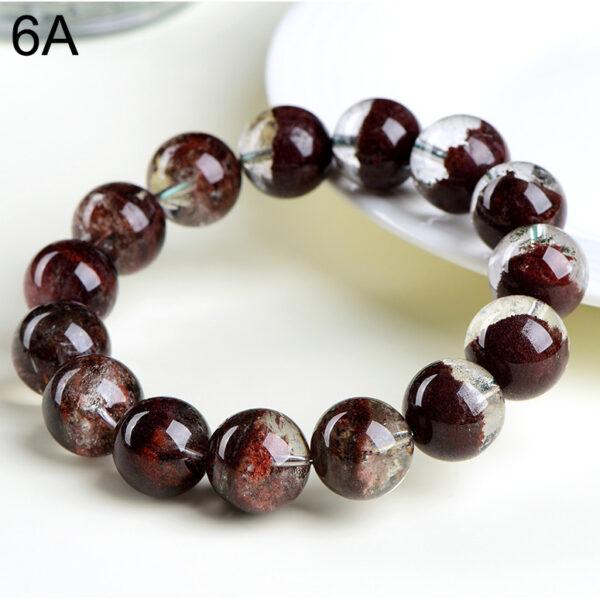 8 - 10mm round shape genuine natural red phantom quartz beaded bracelet - Image 5