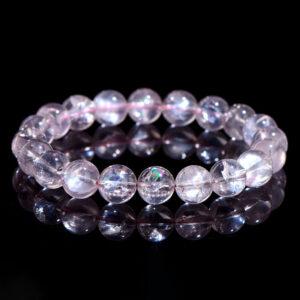 8mm - 12mm round shape inner icy cracks genuine natural pink Quartz beaded bracelet