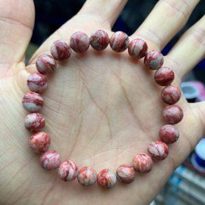 genuine natural cinnabar bracelet, 6 - 12mm round shape beaded bracelet