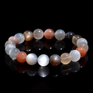 6mm - 10mm round shape genuine natural colorful moonstone beaded bracelet