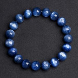 7mm - 12mm round shape genuine natural kyanite beaded bracelet