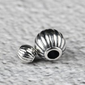 pumpkin shape s925 sterling silver bead, oxidized silver pumpkin bead