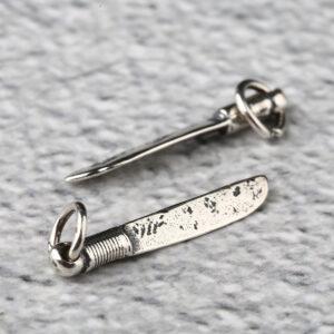 knife shape s925 sterling silver charm, oxidized silver knife bead