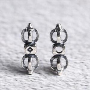small Vajra shape s925 sterling silver bead, oxidized silver Vajra bead