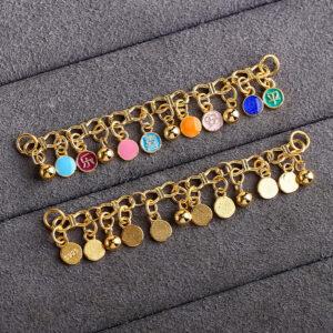 nice bells shape gild sterling silver chain, colorful enamel extension chain