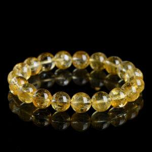 6mm - 7mm round shape genuine natural yellow topaz beaded bracelet