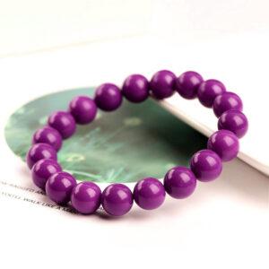 6mm - 10mm round shape genuine natural purple mica beaded bracelet