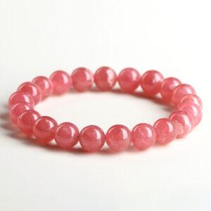 4mm - 12mm round shape genuine natural icy rhodochrosite beaded bracelet