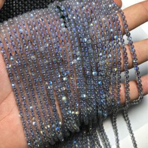 2mm - 4mm small size whole strand round shape genuine natural blue light moonstone bead