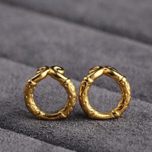 Sun Wukong's golden hoop shape gild s925 sterling silver bead, golden ring bead