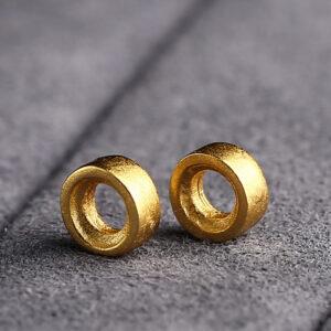 simple ring shape gild s925 sterling silver bead, golden ring bead