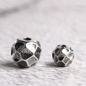 pits pattern round shape s925 sterling silver bead, oxidized silver bead