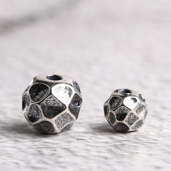 pits pattern round shape s925 sterling silver bead, oxidized silver bead