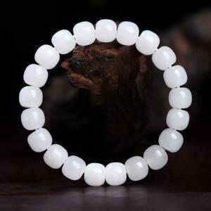 5 - 10 mm drum shape genuine natural nephrite beaded bracelet