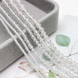 2 - 4mm small size whole strand facted surface round shape genuine natural clear quartz bead