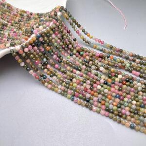 2mm small size whole strand round shape genuine natural tourmaline bead