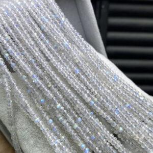 3mm small size whole strand facet surface round shape genuine natural moonstone bead