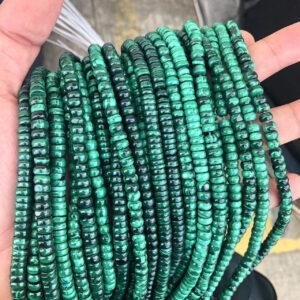 6 * 3mm whole strand rondelle shape genuine natural malachite bead
