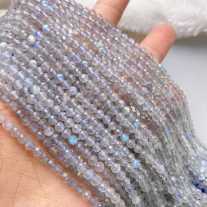 2 - 4mm small size whole strand facet surface round shape genuine natural moonstone bead