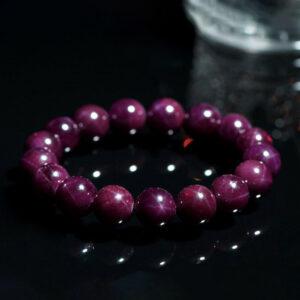 7 - 9mm round shape star light genuine natural purple garnet beaded bracelet