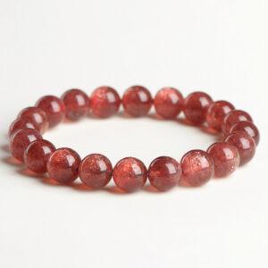 7 - 11mm round shape genuine natural strawberry quartz beaded bracelet